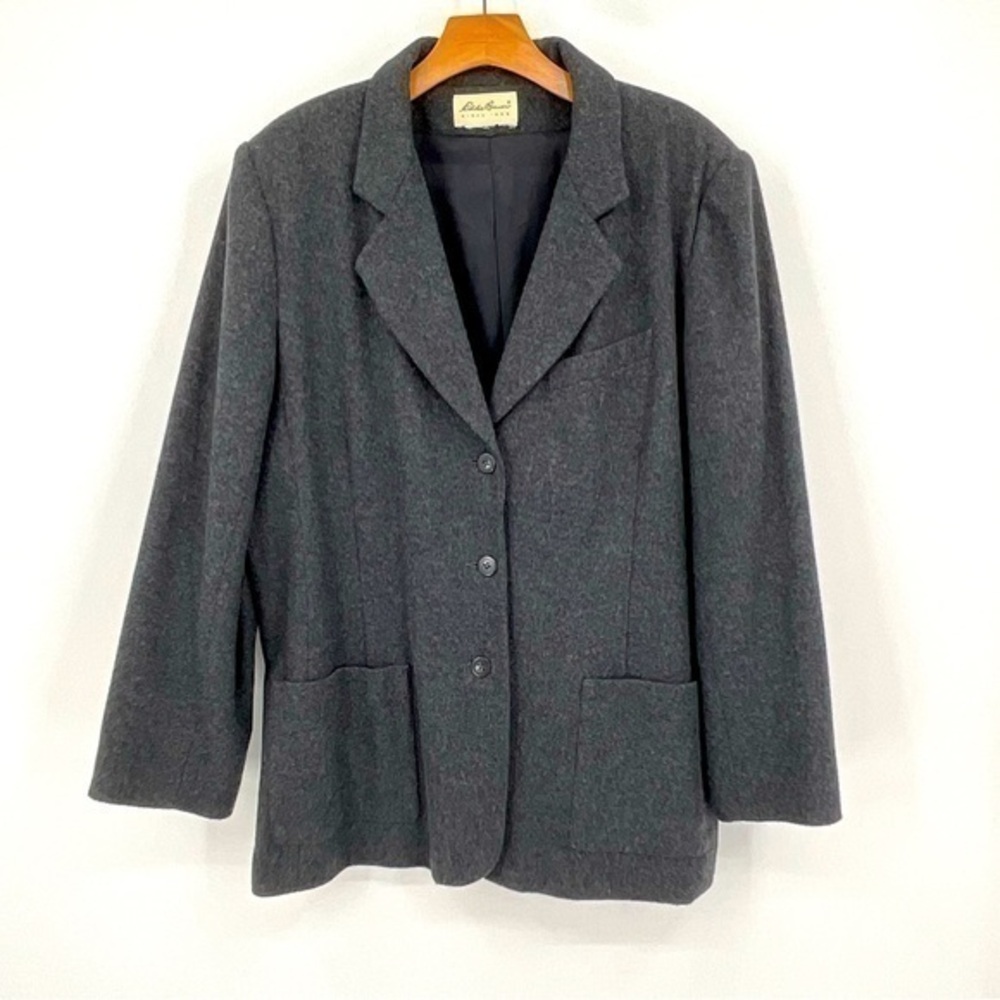Eddie Bauer Womens Wool Coat Charcoal Gray‎ J16